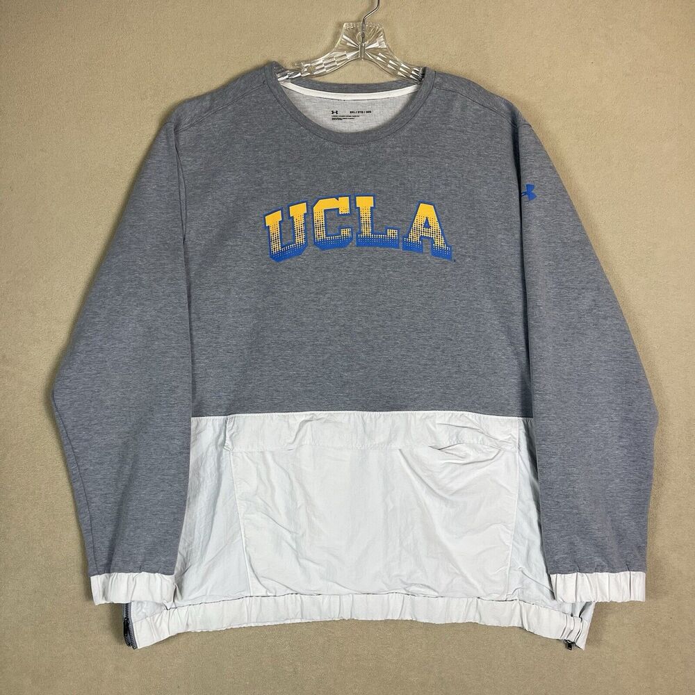 Under Armour Sweater Mens 3XL Gray UCLA Logo Front Pocket Fleece Sweatshirt